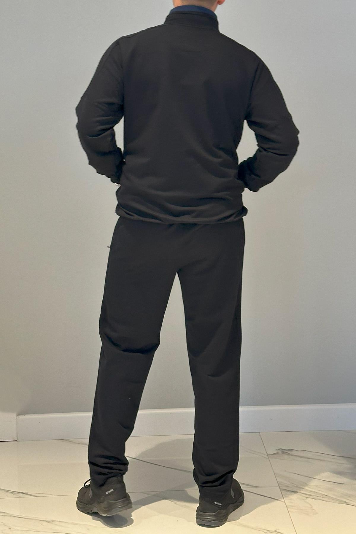 Erkek Likralı Penye Ribana Eşofman Takımı 3719 Lacivert