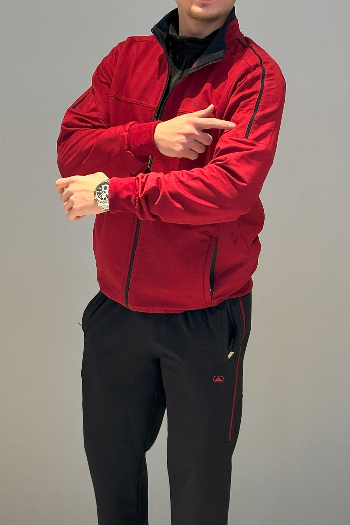 Erkek Likralı Penye Ribana Eşofman Takımı 3719 Bordo