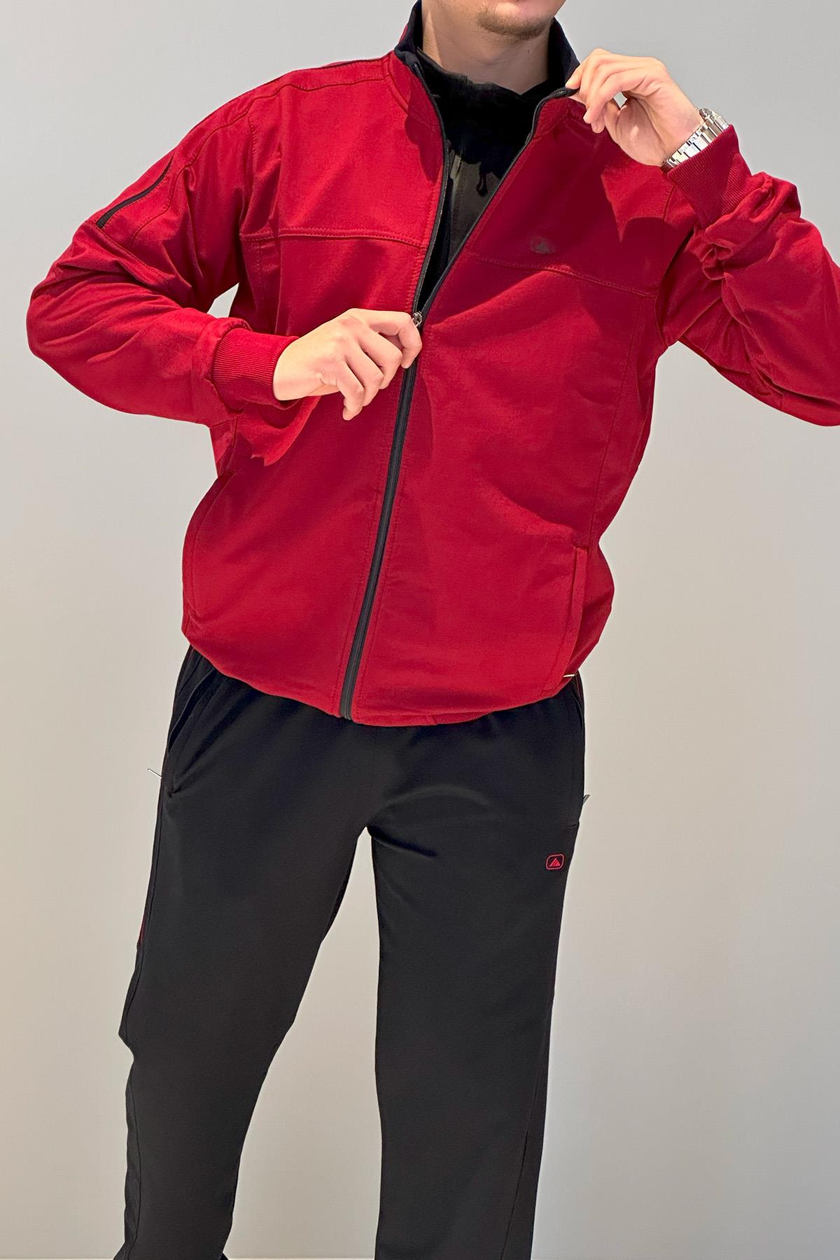 Erkek Likralı Penye Ribana Eşofman Takımı 3719 Bordo