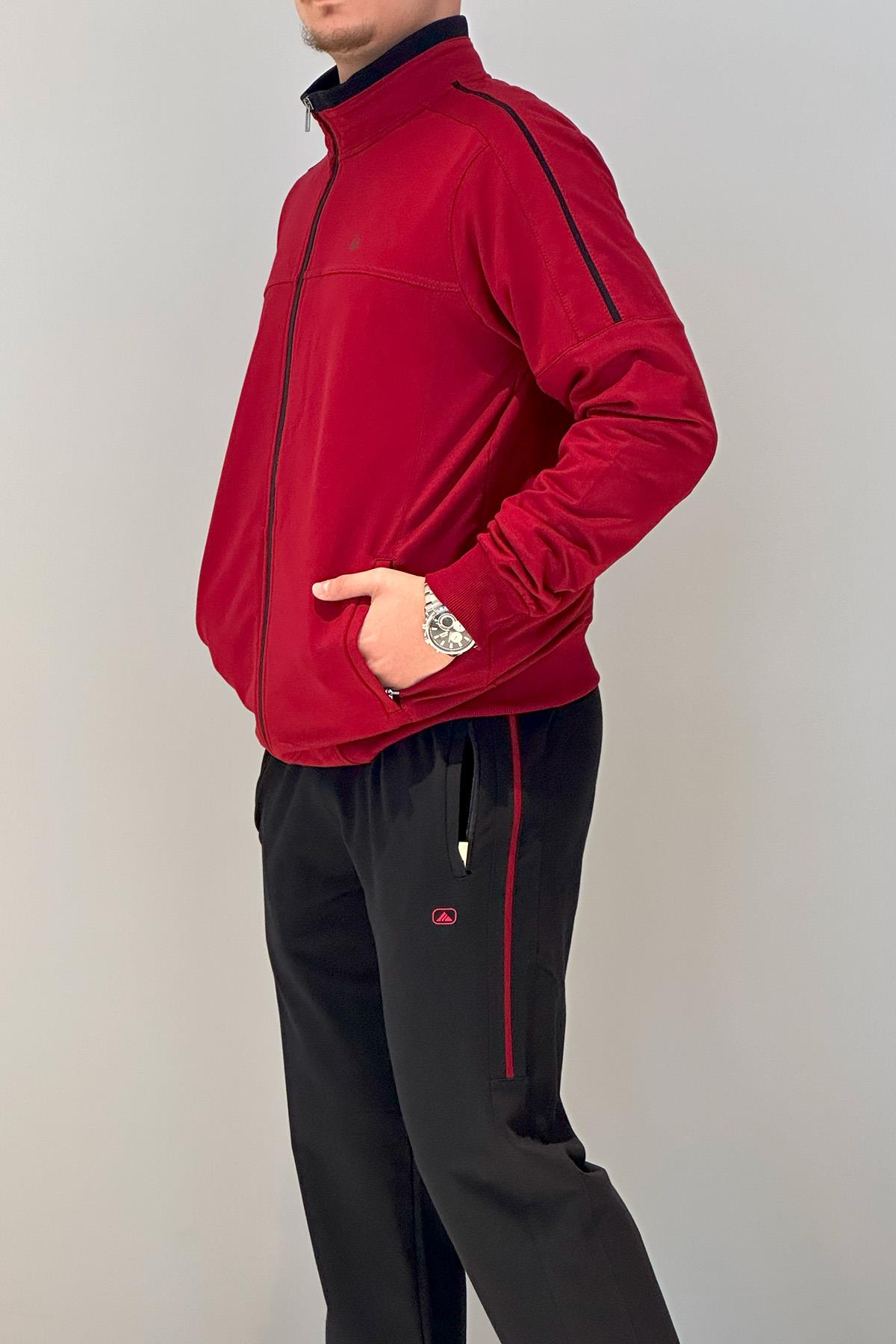 Erkek Likralı Penye Ribana Eşofman Takımı 3719 Bordo