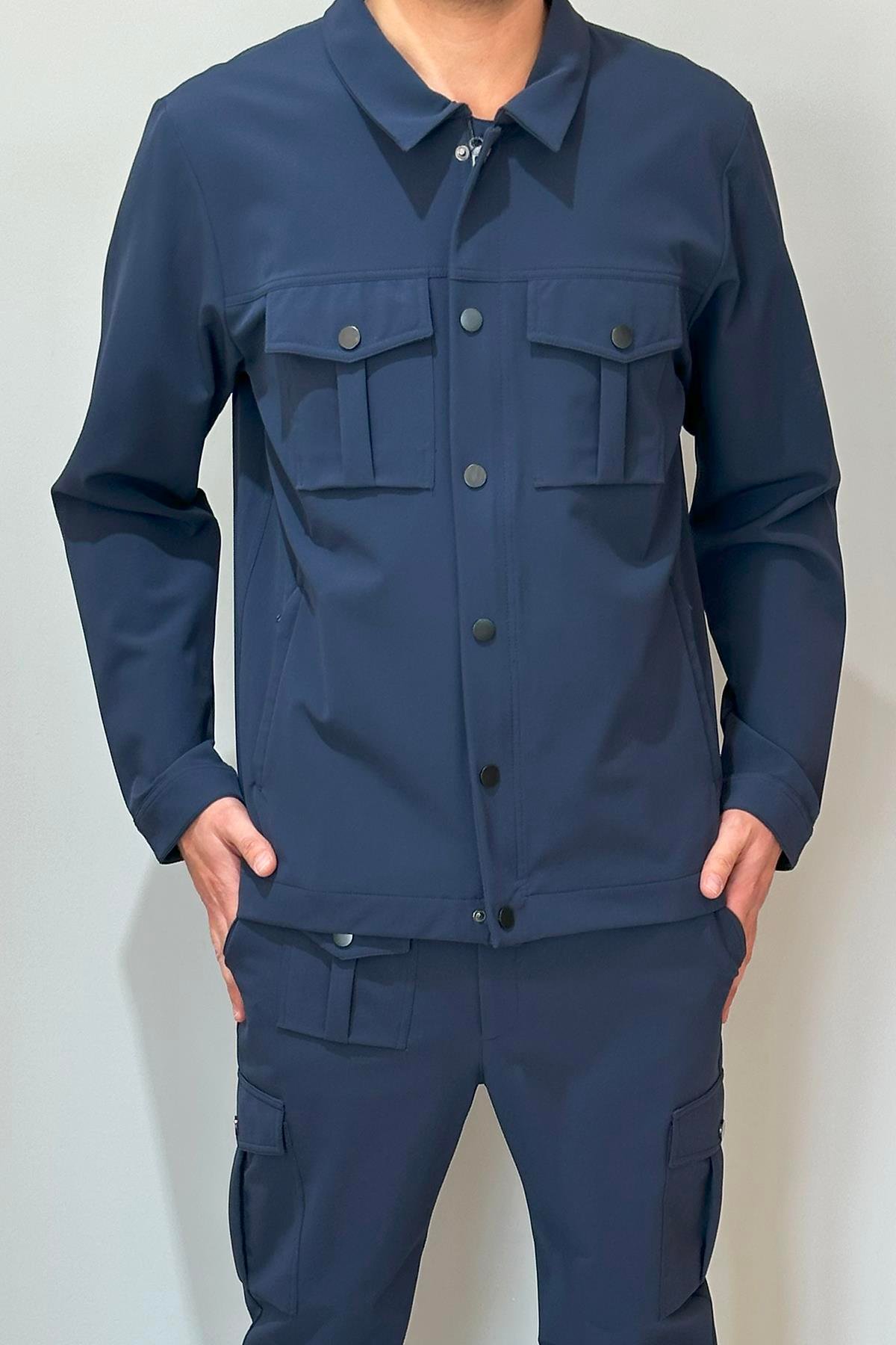 Erkek Modern Fermuarlı Üst 24720 Lacivert