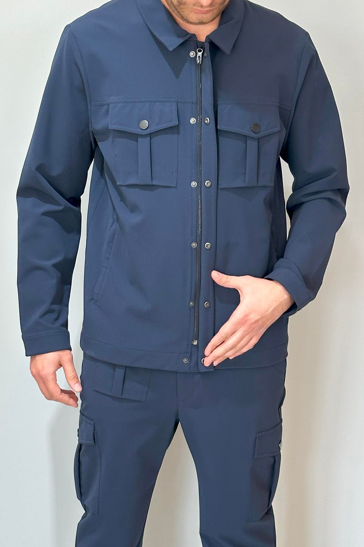 Erkek Modern Fermuarlı Üst 24720 Lacivert