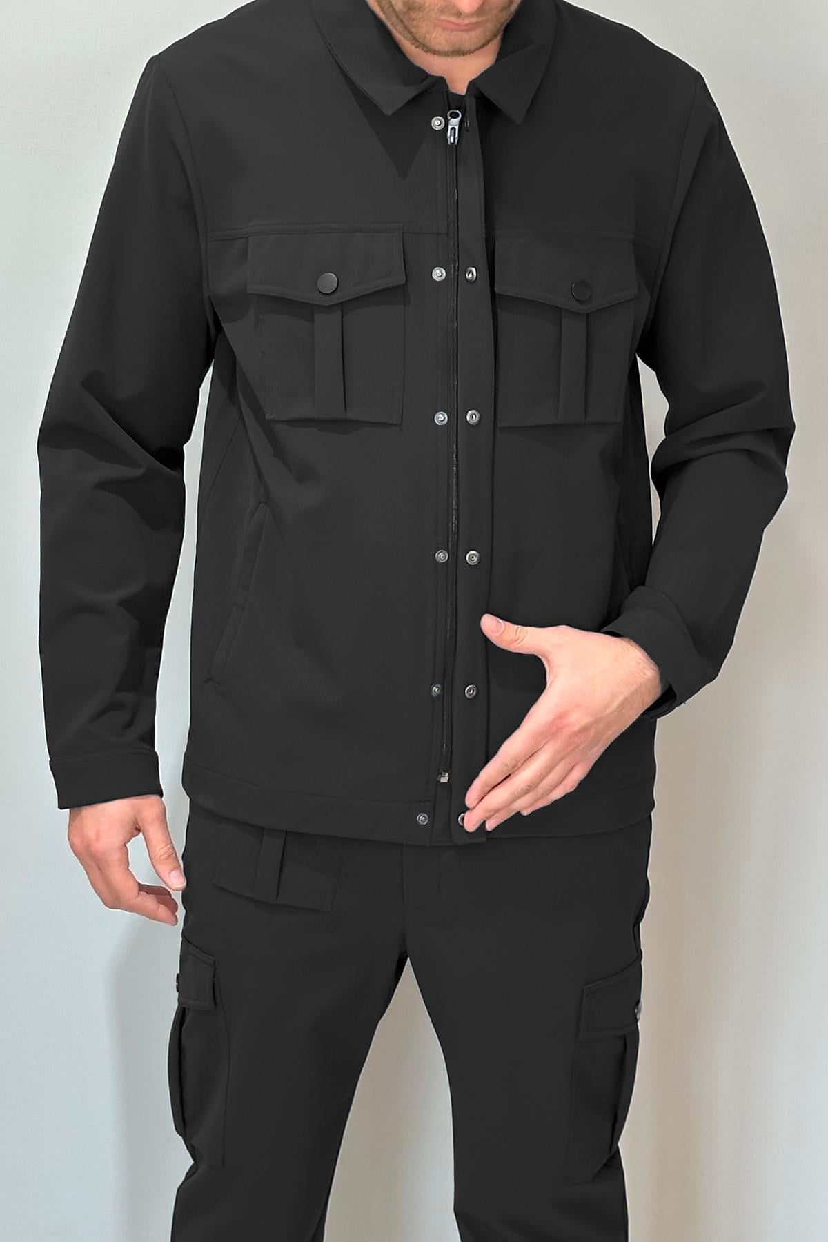 Erkek Modern Fermuarlı Üst 24720 Siyah