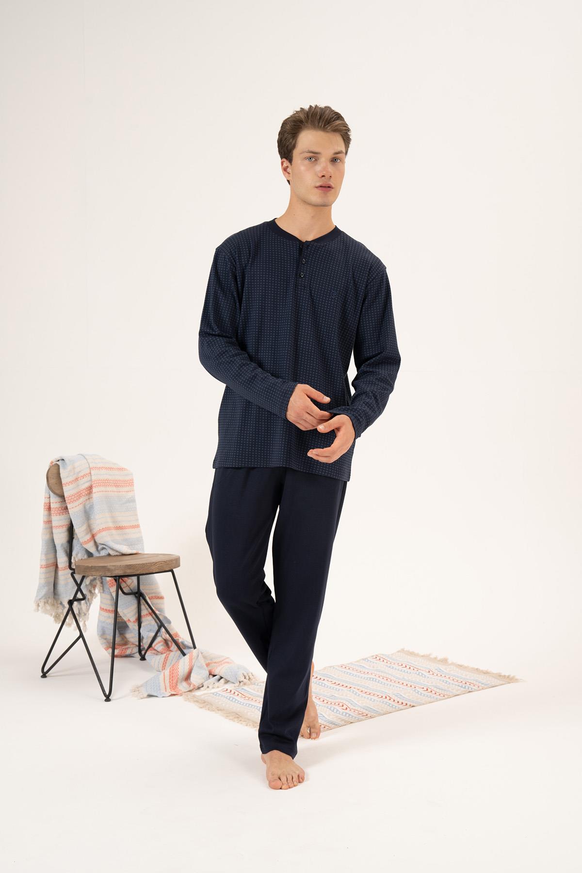 Erkek Penye İnterlok Pijama Takımı 24432 Lacivert