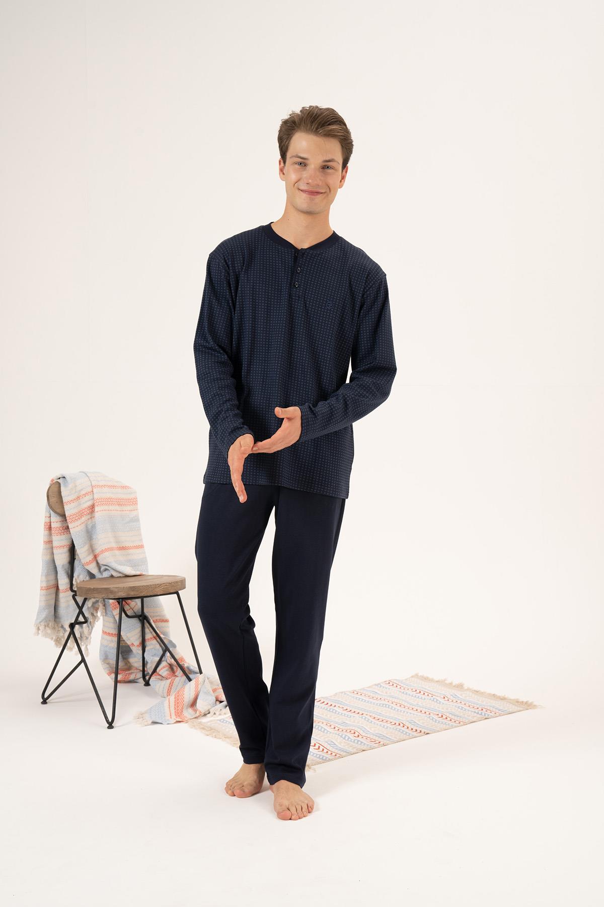 Erkek Penye İnterlok Pijama Takımı 24432 Lacivert