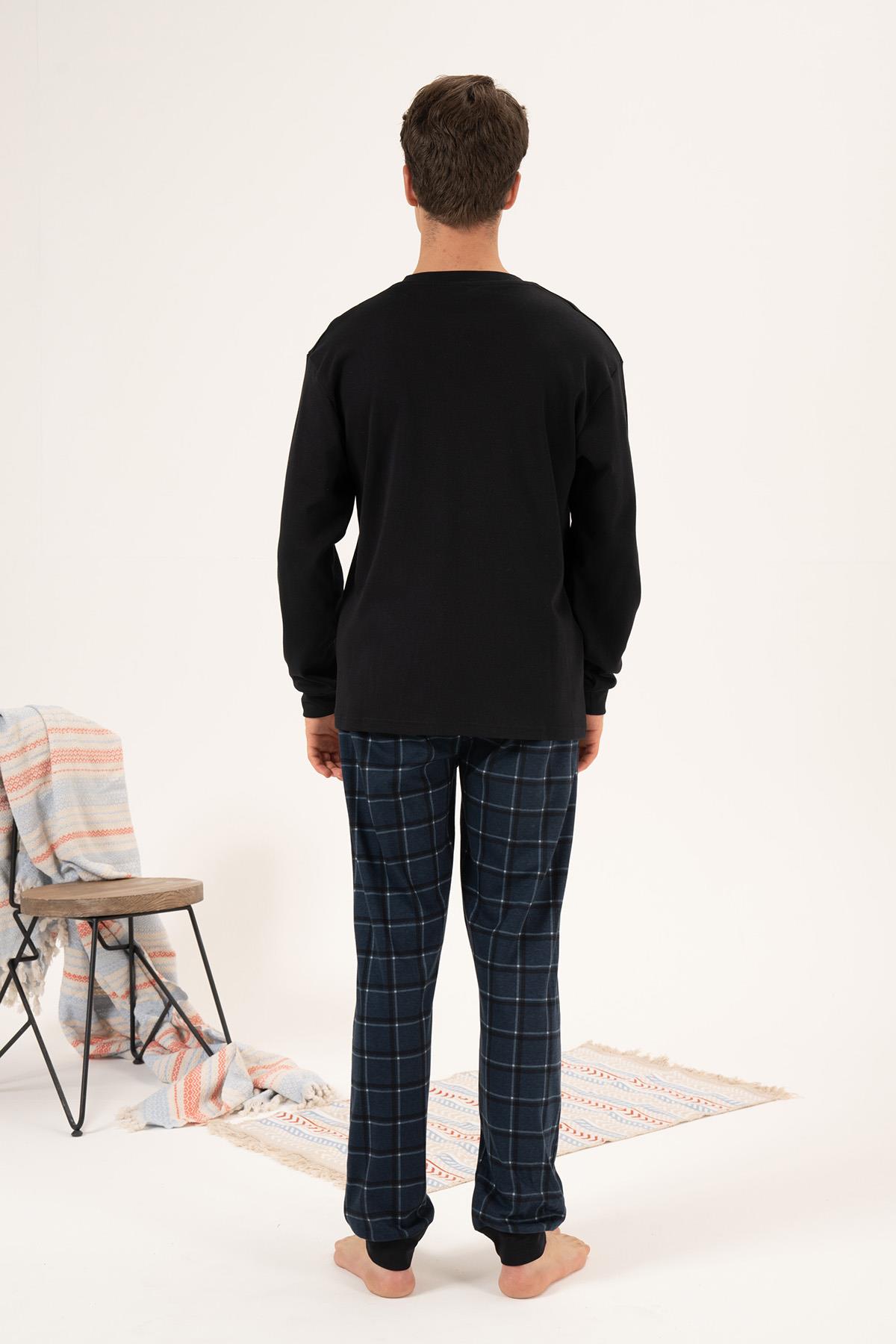 Erkek Penye İnterlok Pijama Takımı 24433 Siyah