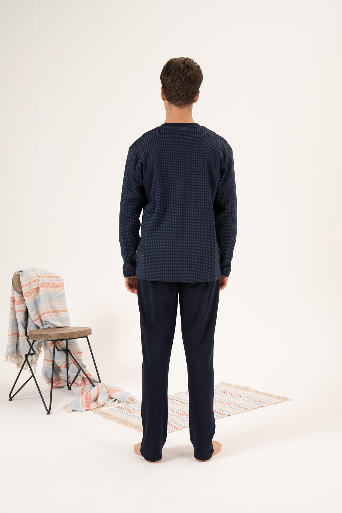 Erkek Penye İnterlok Pijama Takımı 24432 Lacivert