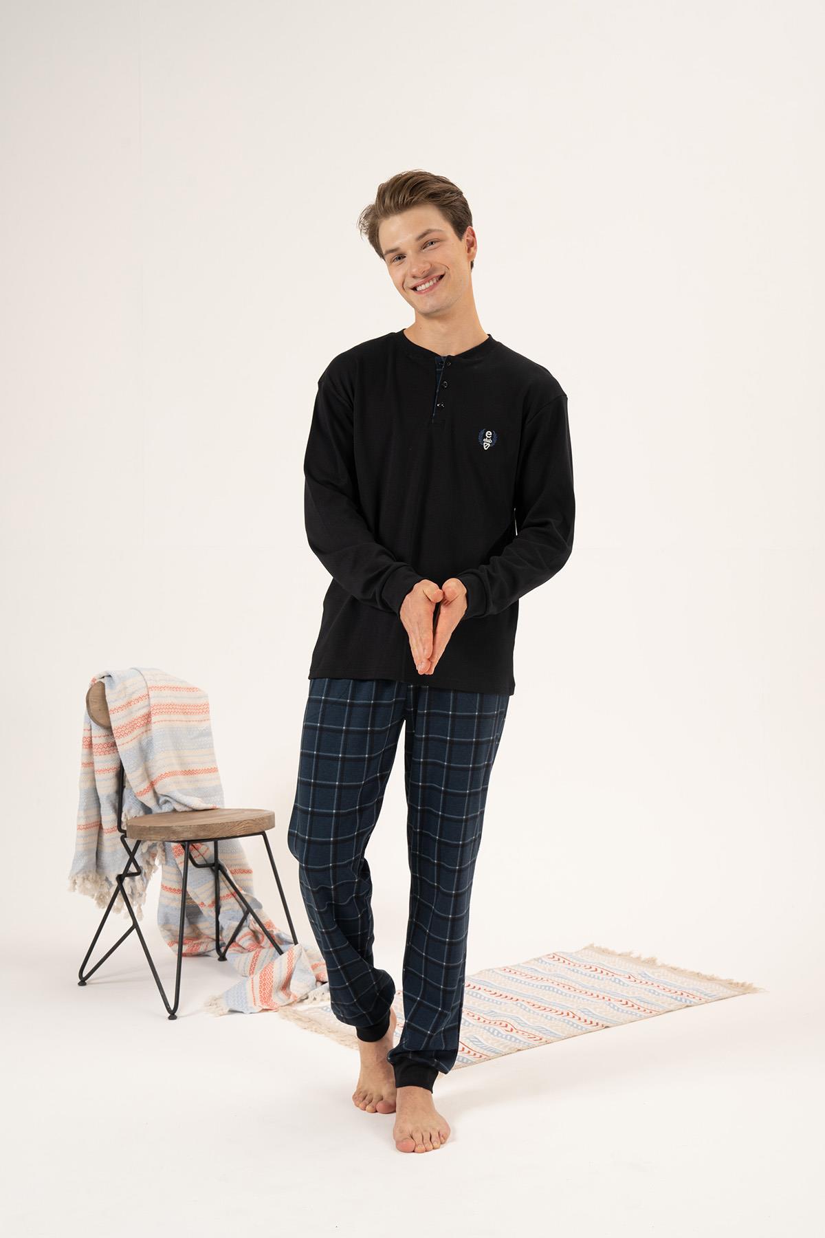 Erkek Penye İnterlok Pijama Takımı 24433 Siyah
