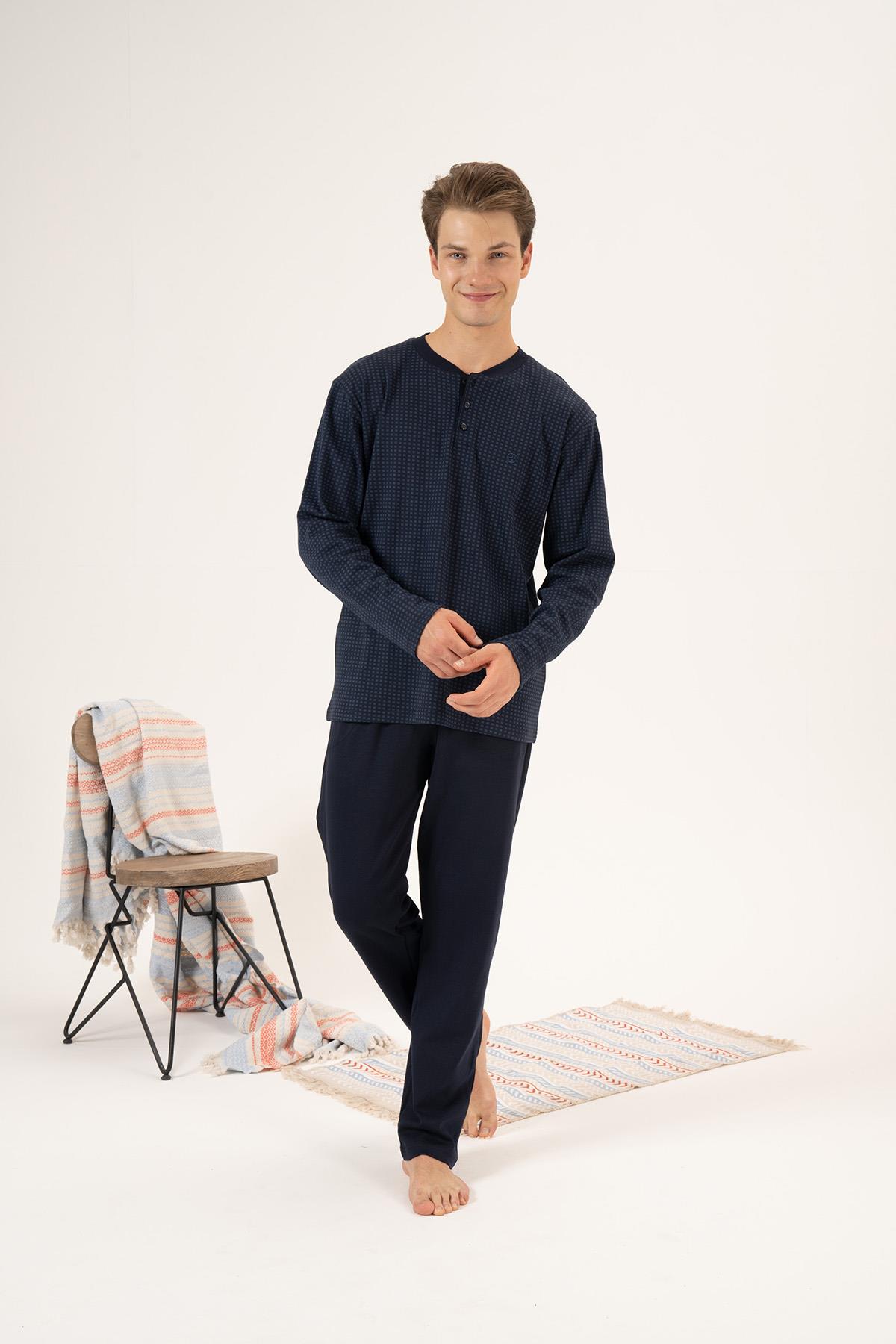 Erkek Penye İnterlok Pijama Takımı 24432 Lacivert