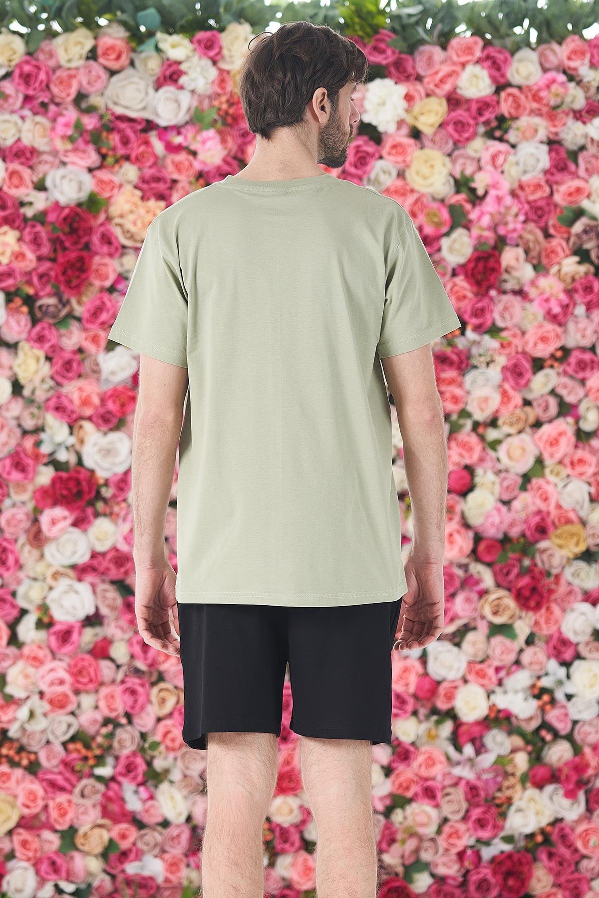Erkek Şort Tshirt Pijama Takımı 25253 Haki