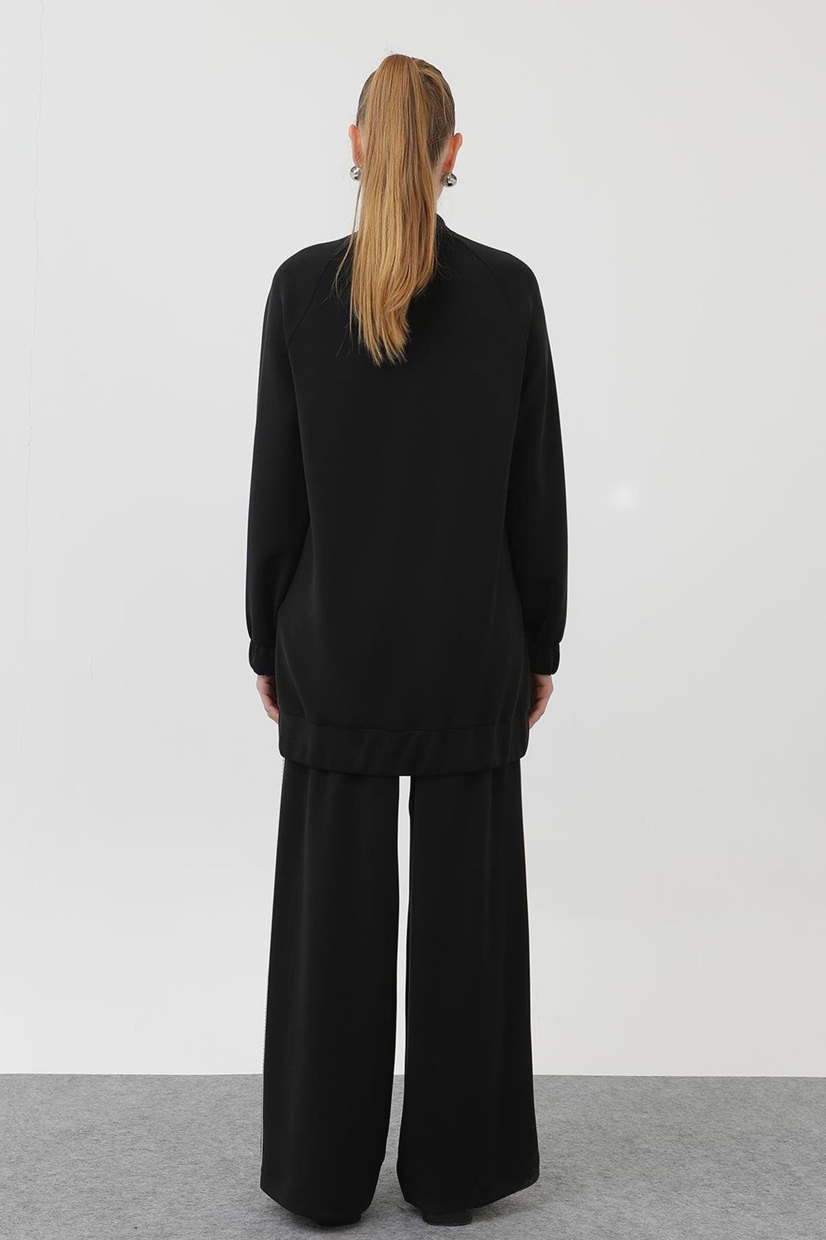 Fermuarlı Ceket Pantolon Modal Takım 14290 Siyah