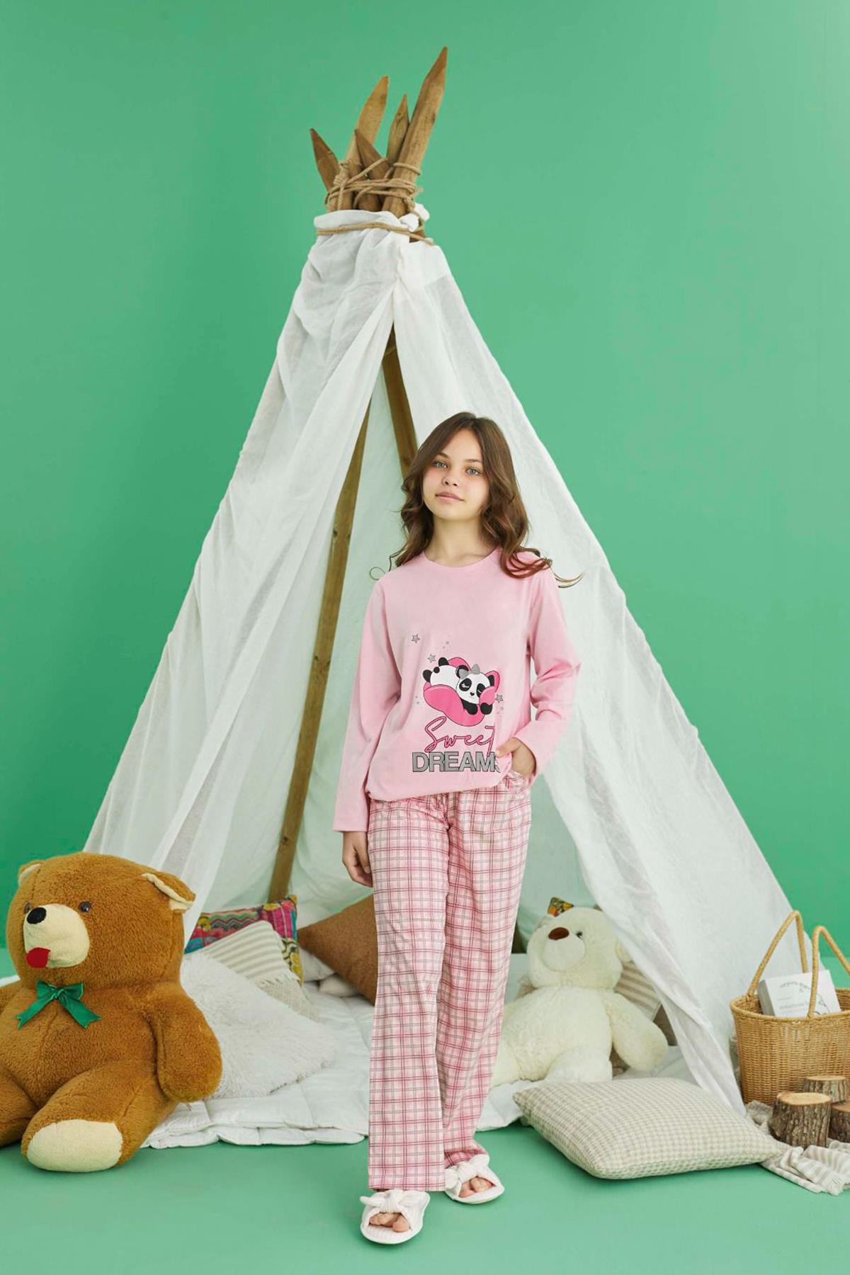 Genç Kız Aydoğan Pamuklu Pijama Takımı 240770 Pudra