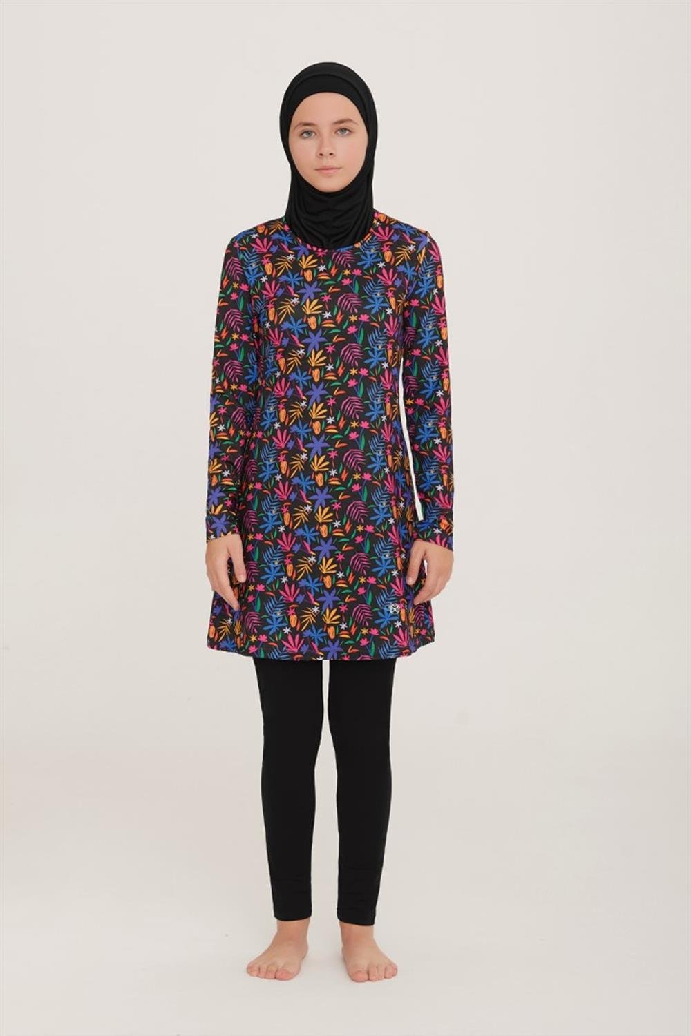 Genç Tam Kapalı Likralı Tesettür Mayo Lınnıe 4 8123 Siyah Remsa Mayo