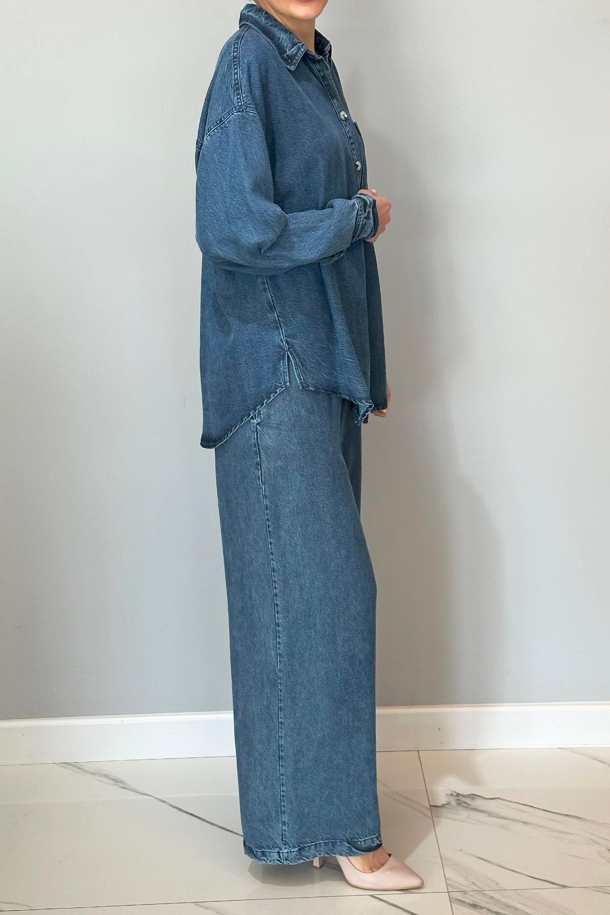 Gömlek Pantolon Kot Takım 32025 Denim