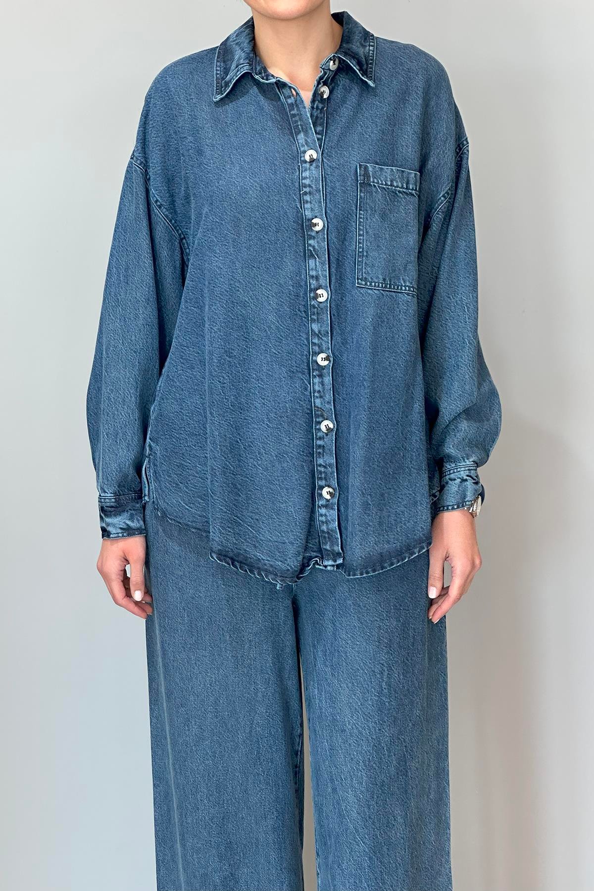 Gömlek Pantolon Kot Takım 32025 Denim