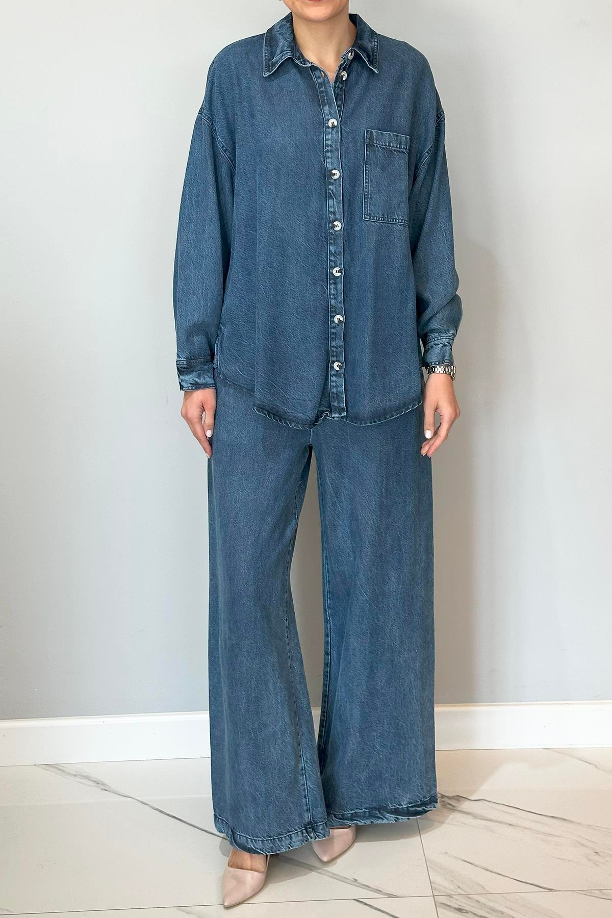 Gömlek Pantolon Kot Takım 32025 Denim