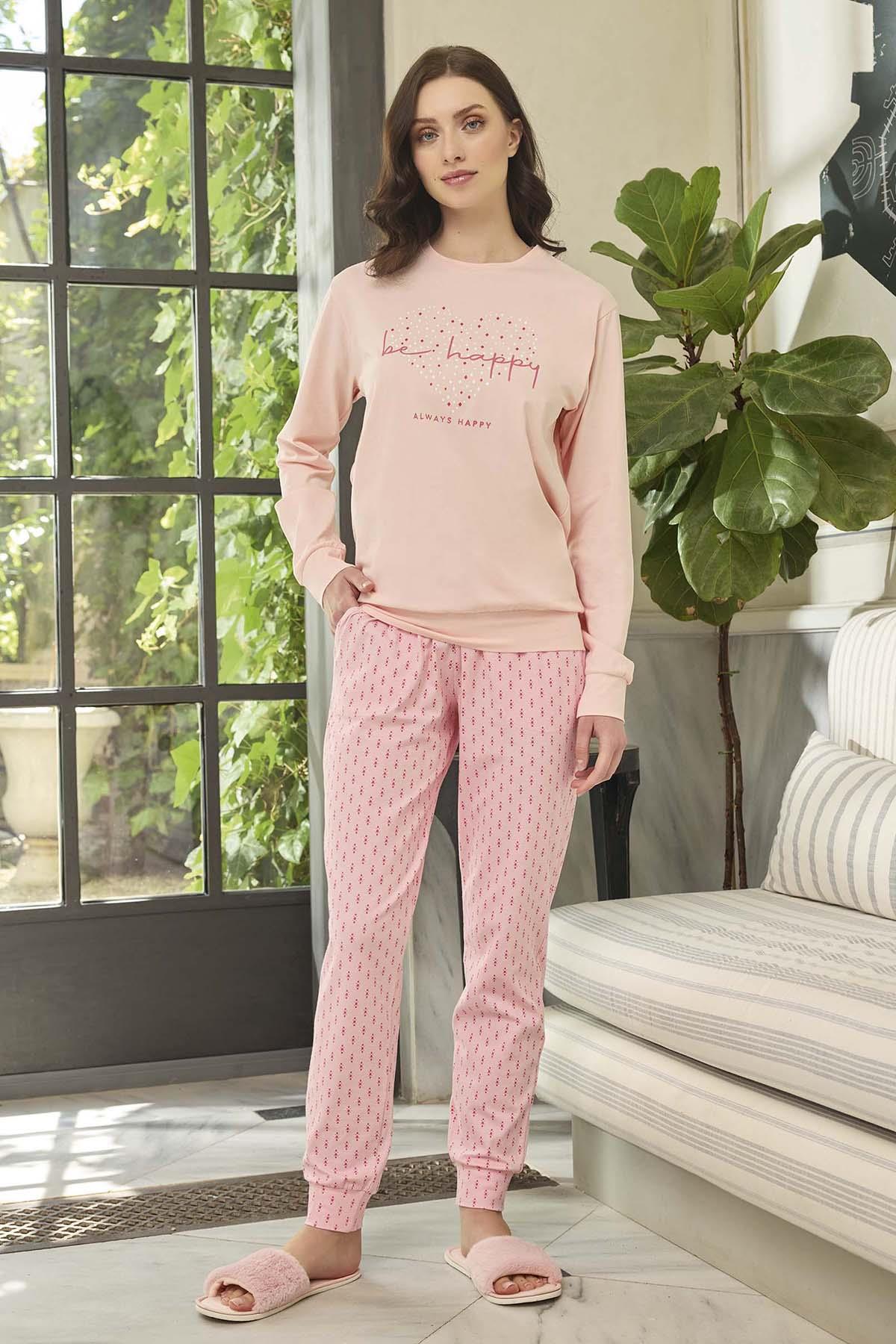 Kadın Aydoğan Pamuk Pijama Takımı 240600 Pudra