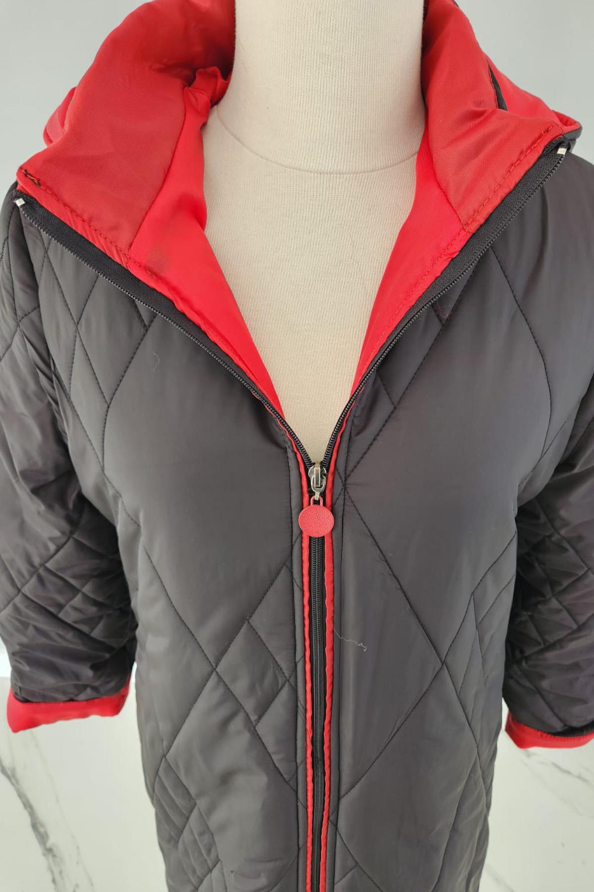 Kapüşon Detaylı Mont 17760 Endiva Kaban Siyah