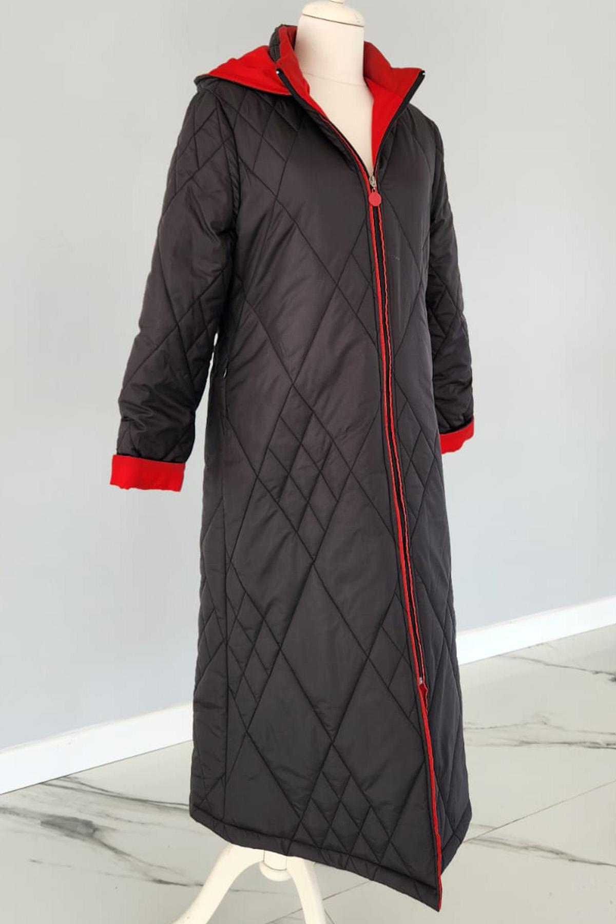 Kapüşon Detaylı Mont 17760 Endiva Kaban Siyah