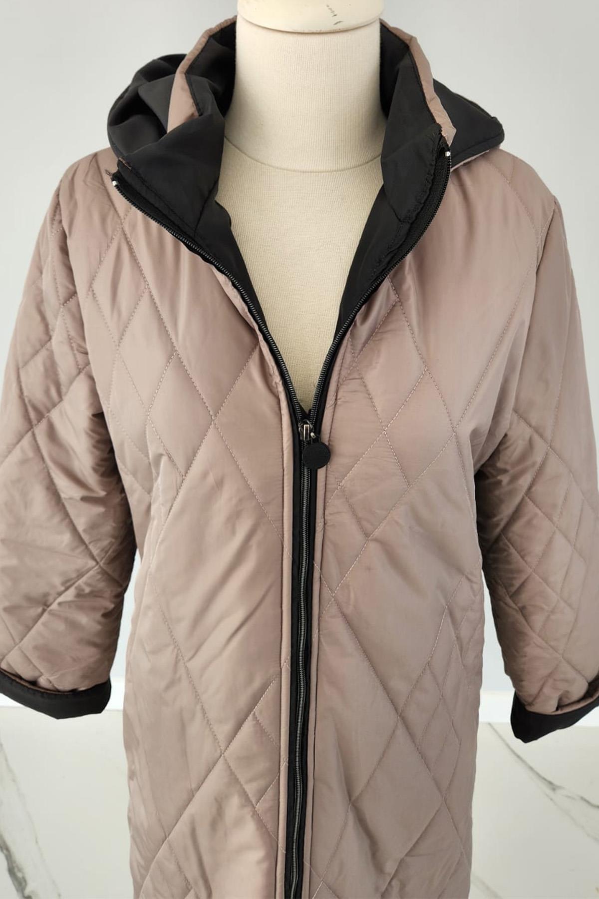 Kapüşon Detaylı Mont 17760 Endiva Kaban Gri