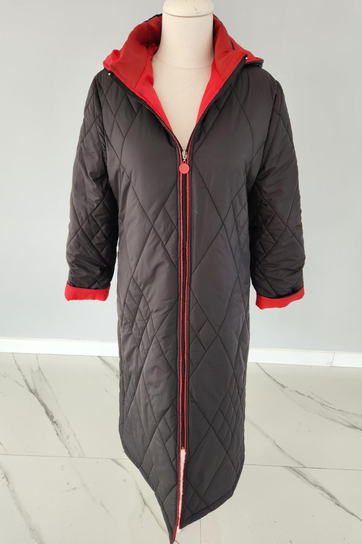 Kapüşon Detaylı Mont 17760 Endiva Kaban Siyah