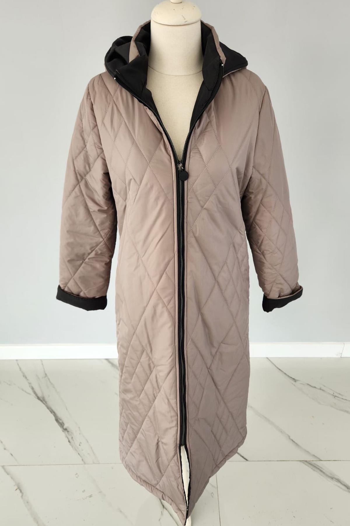 Kapüşon Detaylı Mont 17760 Endiva Kaban Gri