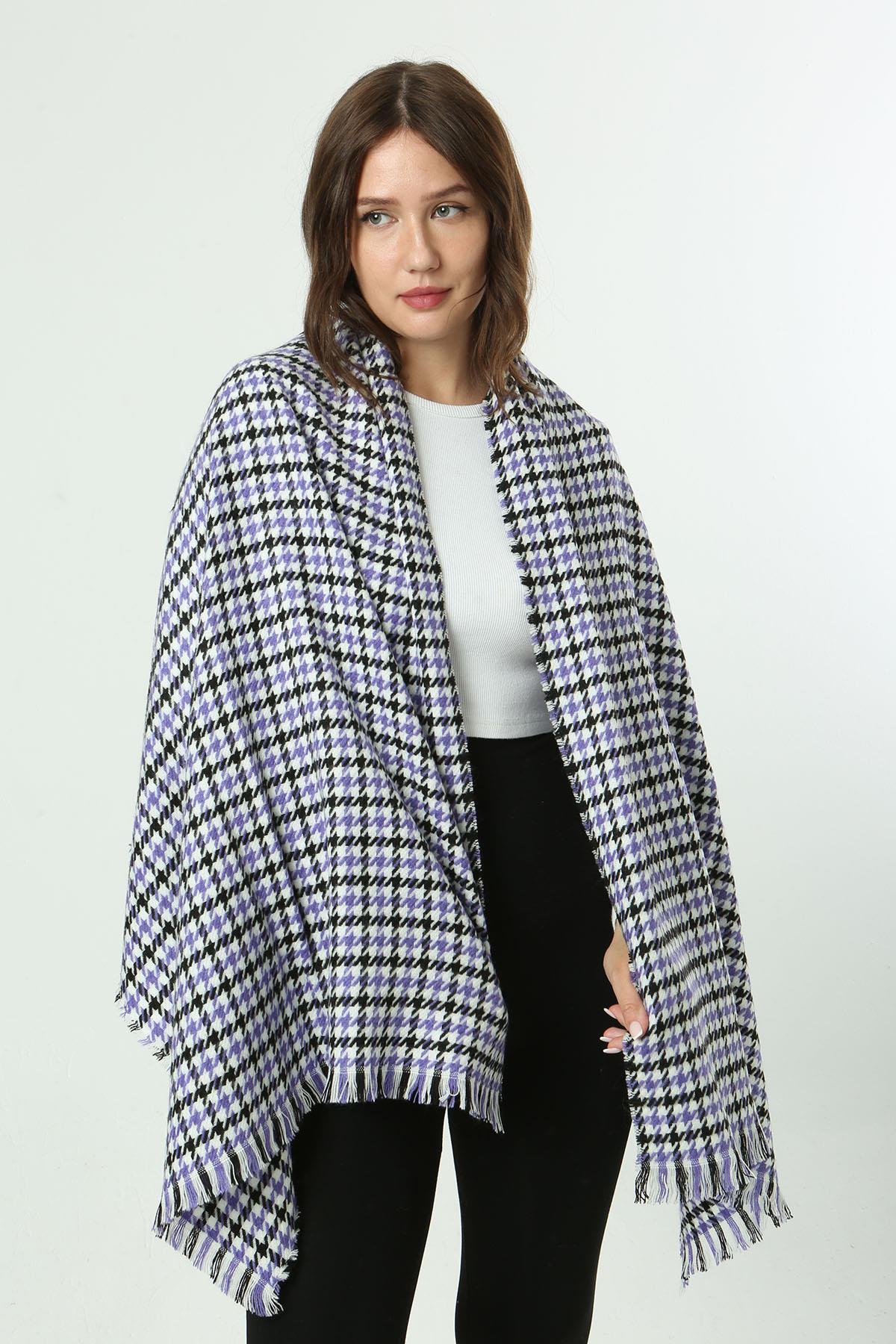 Kazayağı Desenli Atkı Omuz Şalı 70X180 cm 1220 Mor