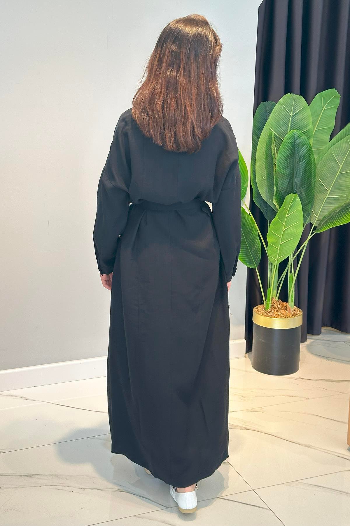 Kemeri Metal Gold Tokalı Alt Tarafı Metal Düğmeli Pasıon Elbise 5735 Siyah