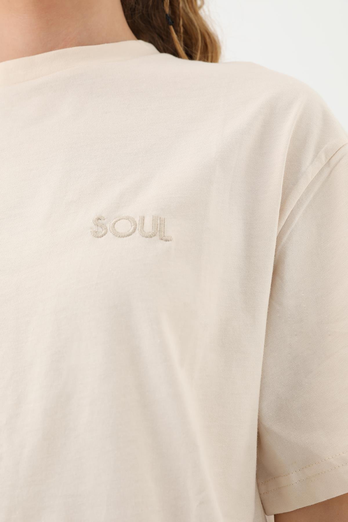 Kısa Kol Basic T-Shirt Tunik İçlik 30727 Bej