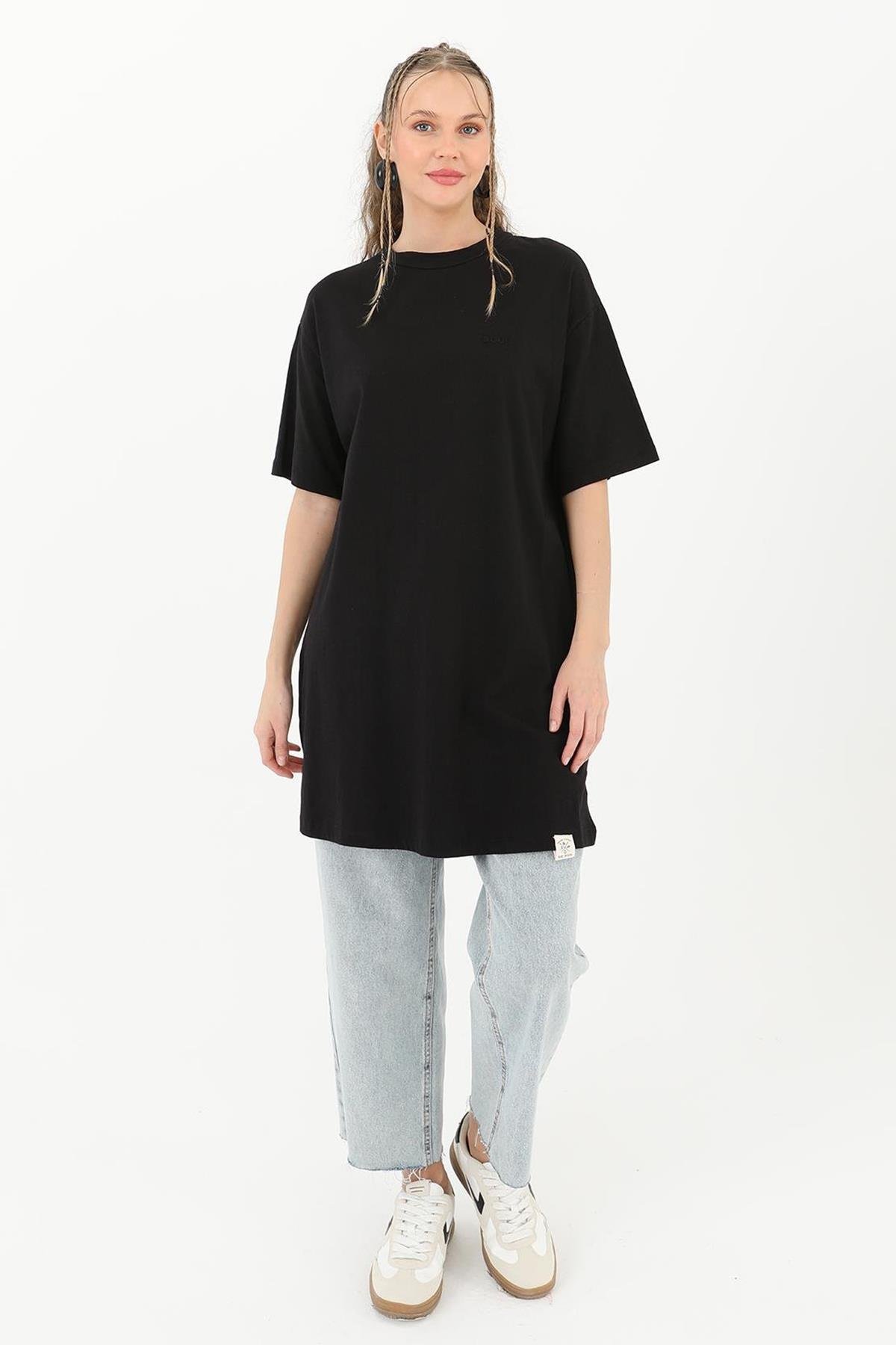 Kısa Kol Basic T-Shirt Tunik İçlik 30727 Siyah