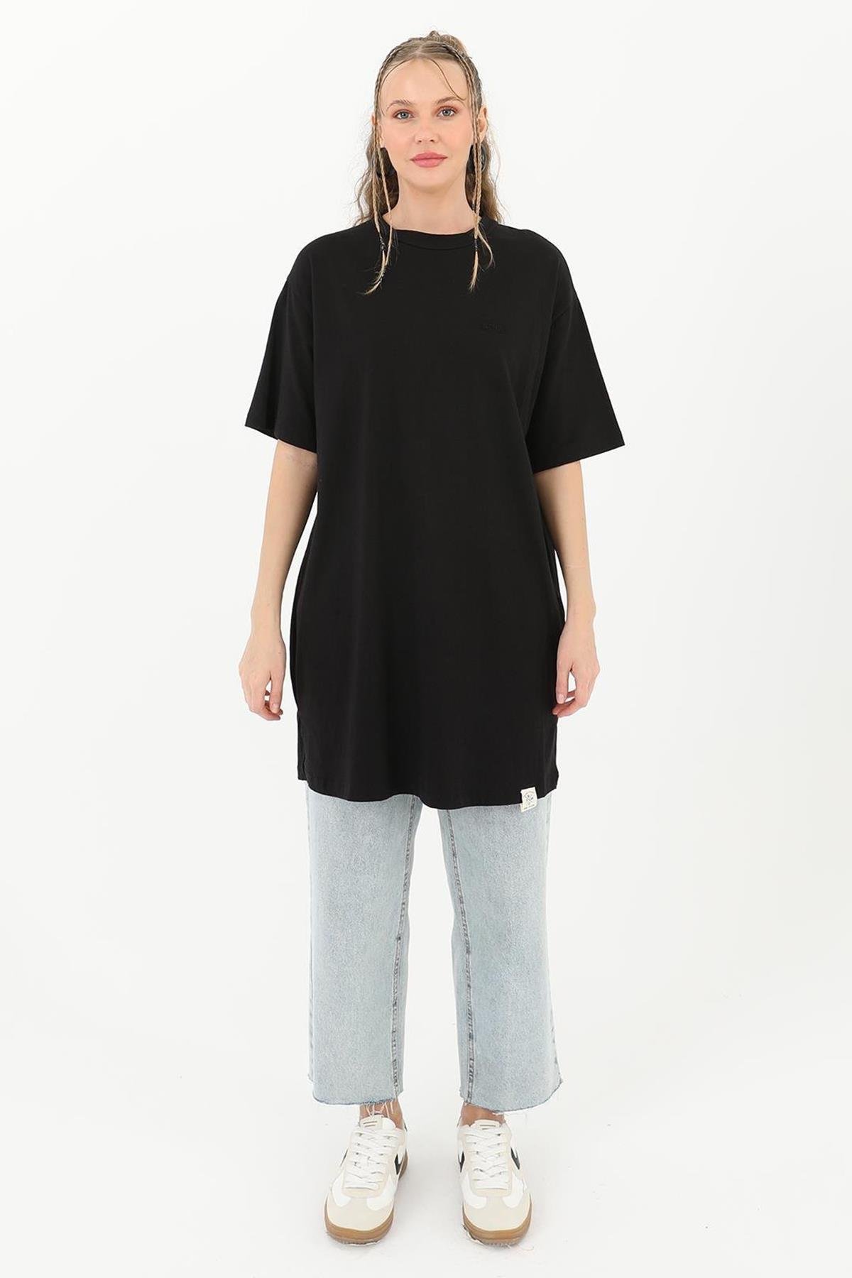 Kısa Kol Basic T-Shirt Tunik İçlik 30727 Siyah