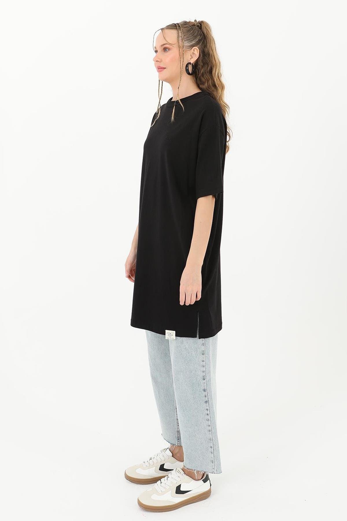 Kısa Kol Basic T-Shirt Tunik İçlik 30727 Siyah