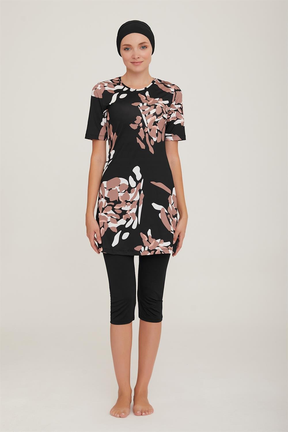 Kısa Kol Taytlı Yarı Kapalı Mayo Afşin 1 8080 Siyah Remsa Mayo