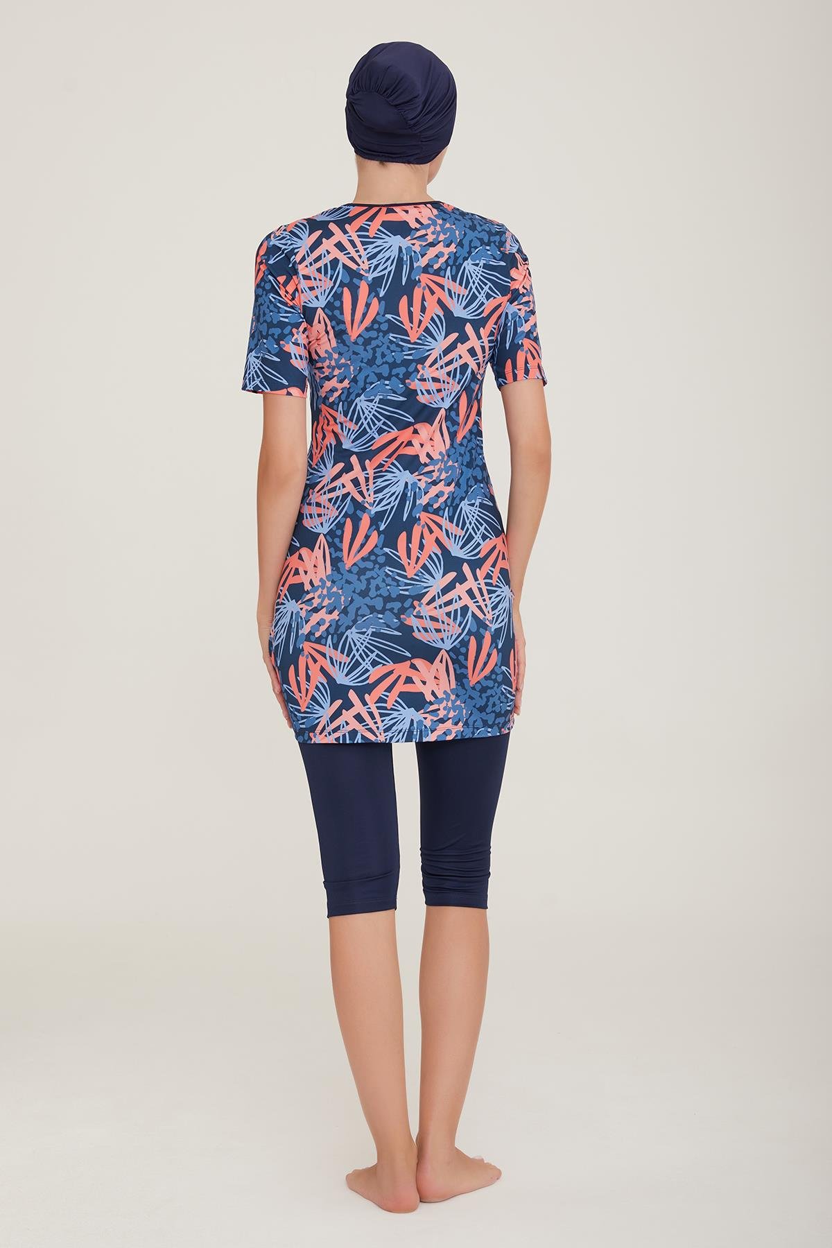 Kısa Kol Taytlı Yarı Kapalı Mayo Afşin 4 8083 Koyu Lacivert Remsa Mayo