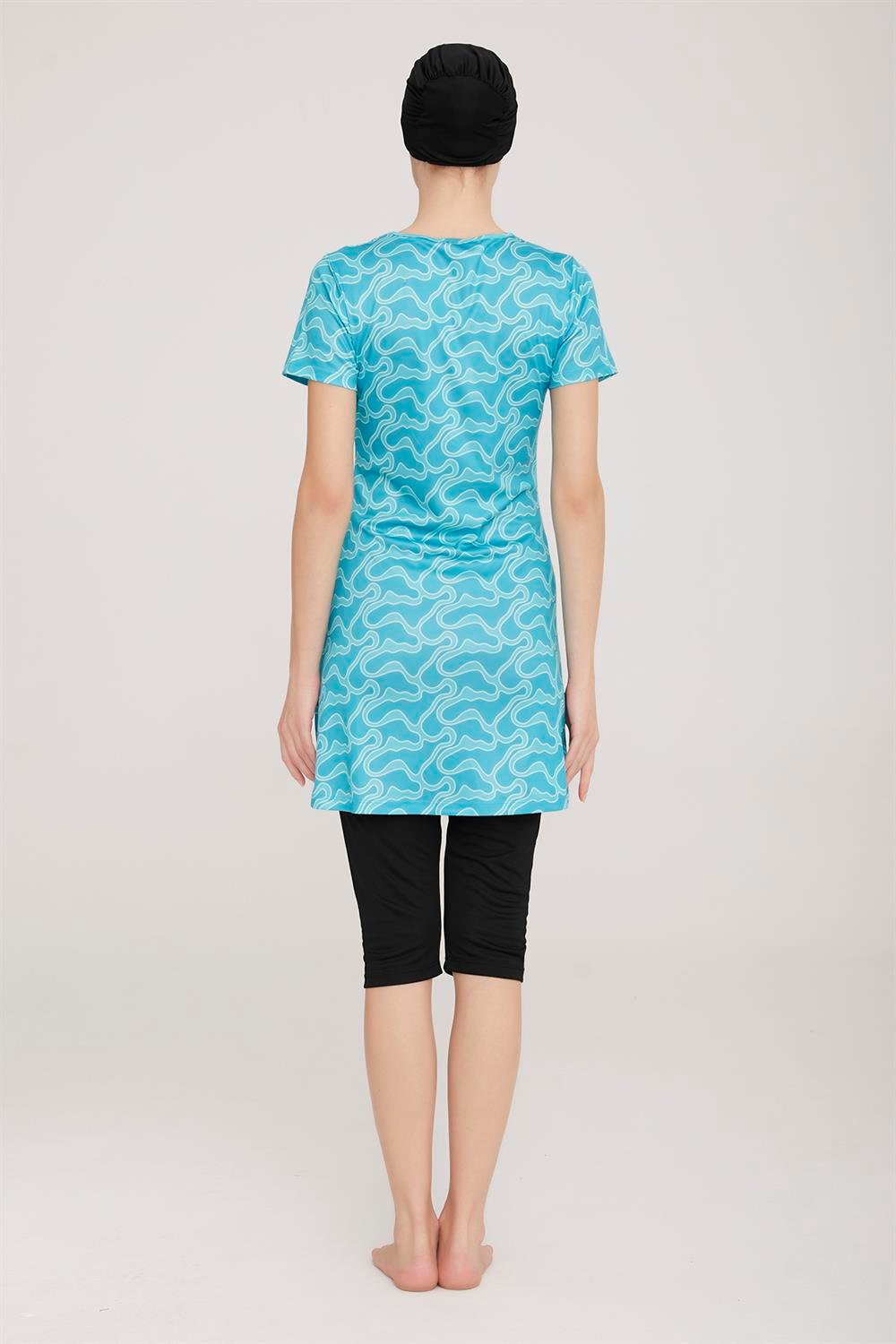 Kısa Kol Taytlı Yarı Kapalı Mayo Belle 2 9088 Siyah Remsa Mayo