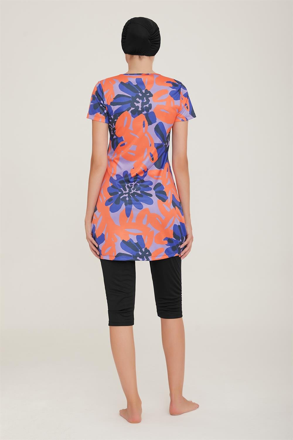 Kısa Kol Taytlı Yarı Kapalı Mayo Deren 3 9082 Siyah Remsa Mayo