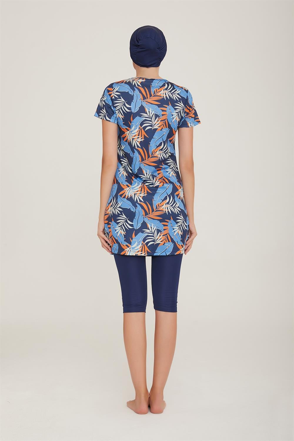 Kısa Kol Taytlı Yarı Kapalı Mayo Deren 4 9083 Koyu Lacivert Remsa Mayo