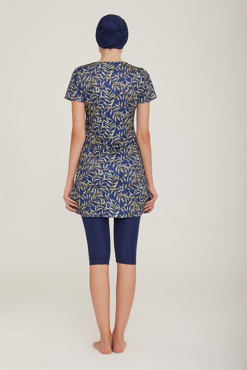 Kısa Kol Taytlı Yarı Kapalı Mayo Deren 6 9085 Koyu Lacivert Remsa Mayo