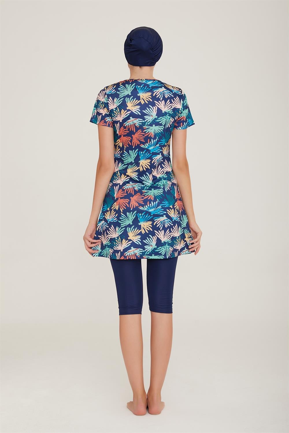 Kısa Kol Taytlı Yarı Kapalı Mayo Deren 7 9086 Koyu Lacivert Remsa Mayo