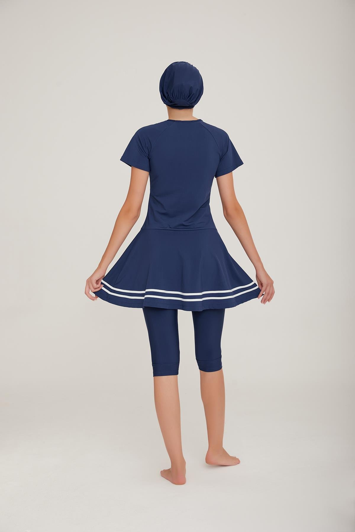 Kısa Kol Taytlı Yarı Kapalı Mayo Isabela 3900 Koyu Lacivert Remsa Mayo