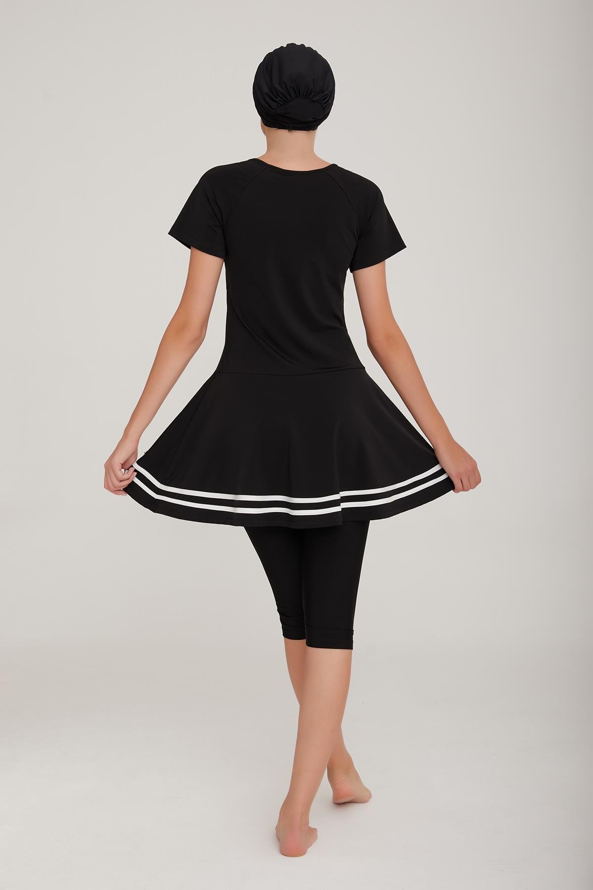 Kısa Kol Taytlı Yarı Kapalı Mayo Isabela 3900 Siyah Remsa Mayo