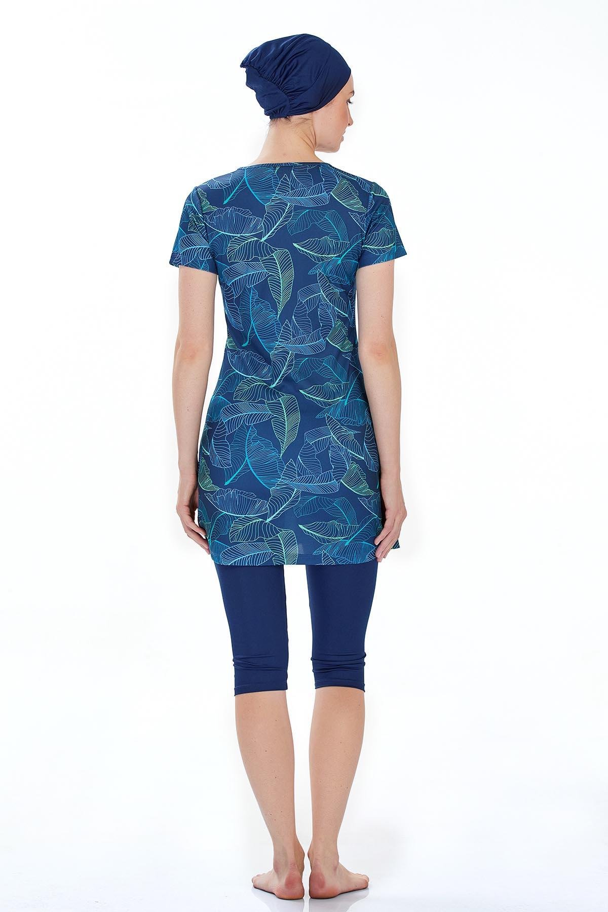 Kısa Kol Taytlı Yarı Kapalı Mayo Mınsı 9304 Koyu Lacivert