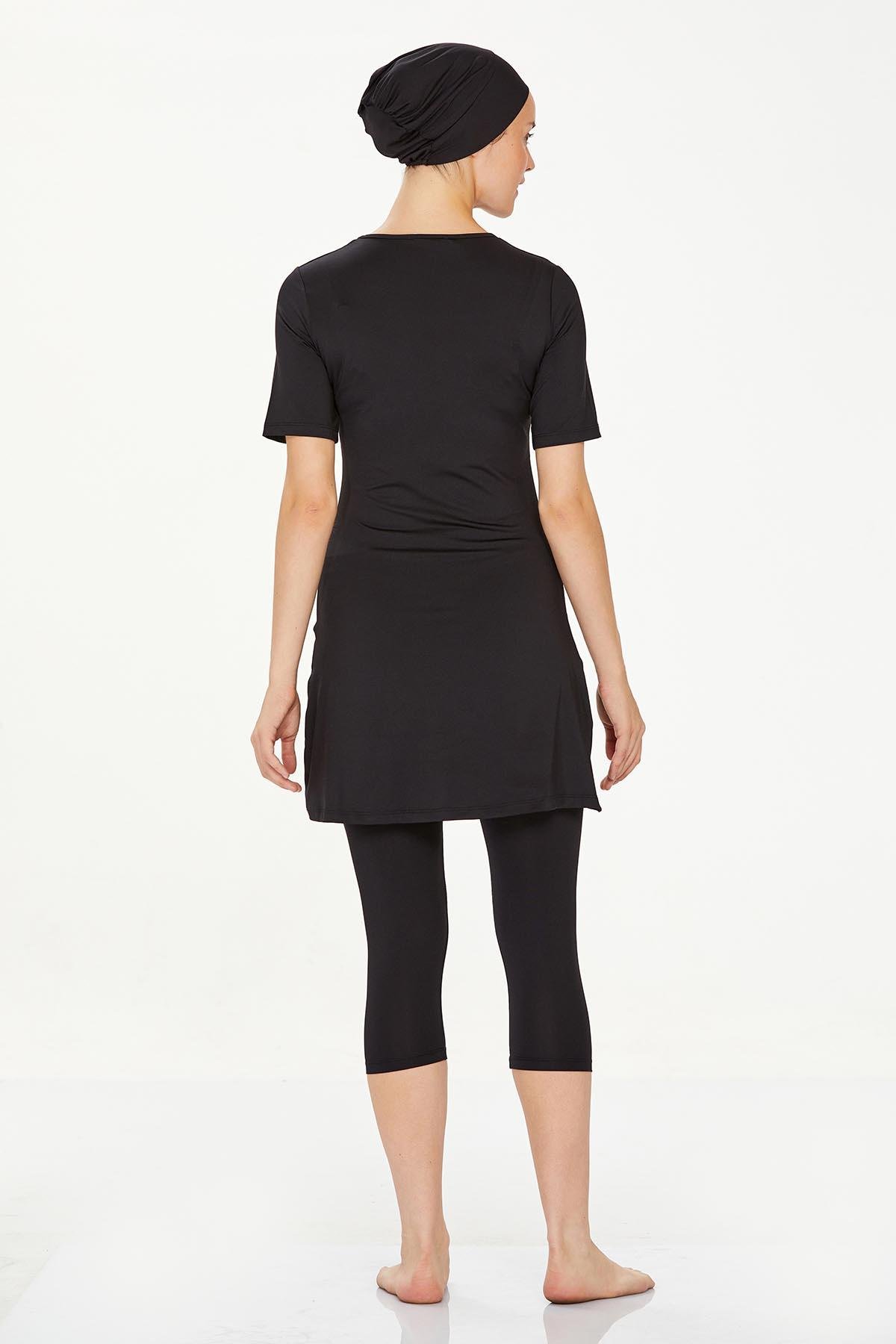 Kısa Kol Taytlı Yarı Kapalı Mayo Walt 0572 Siyah