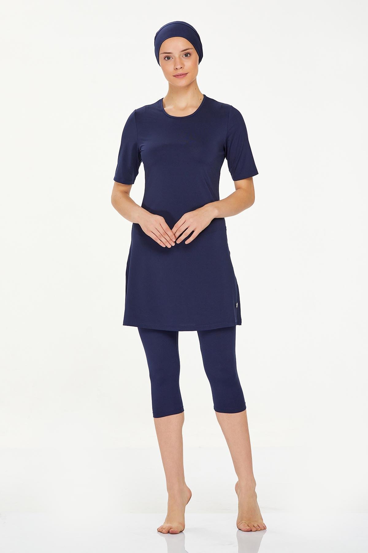 Kısa Kol Taytlı Yarı Kapalı Mayo Walt 0572 Koyu Lacivert