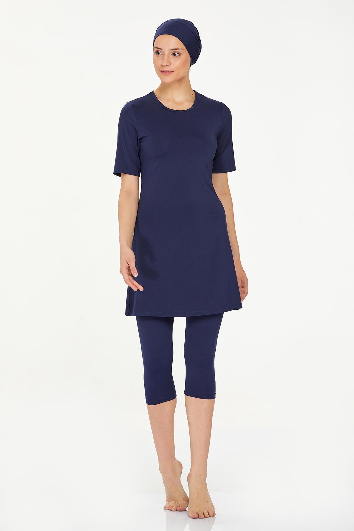 Kısa Kol Taytlı Yarı Kapalı Mayo Walt 0572 Koyu Lacivert