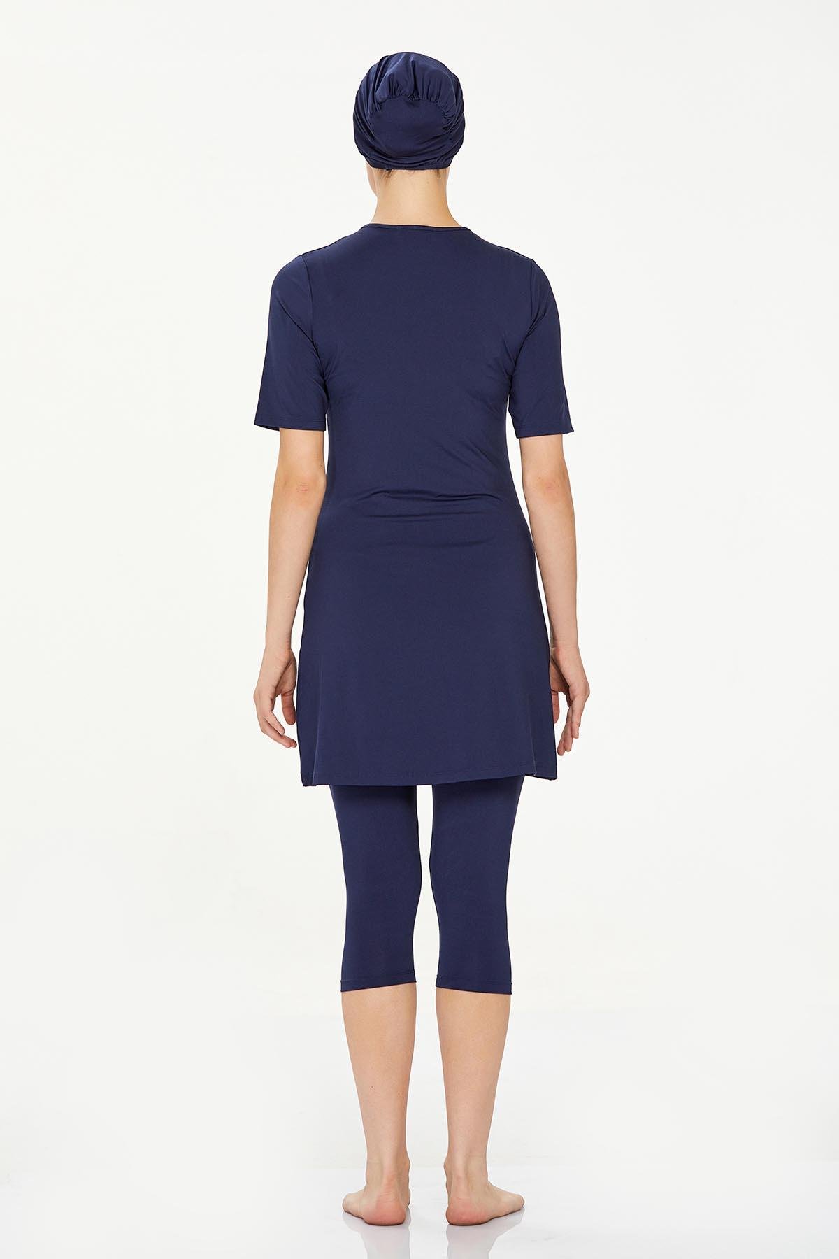 Kısa Kol Taytlı Yarı Kapalı Mayo Walt 0572 Koyu Lacivert