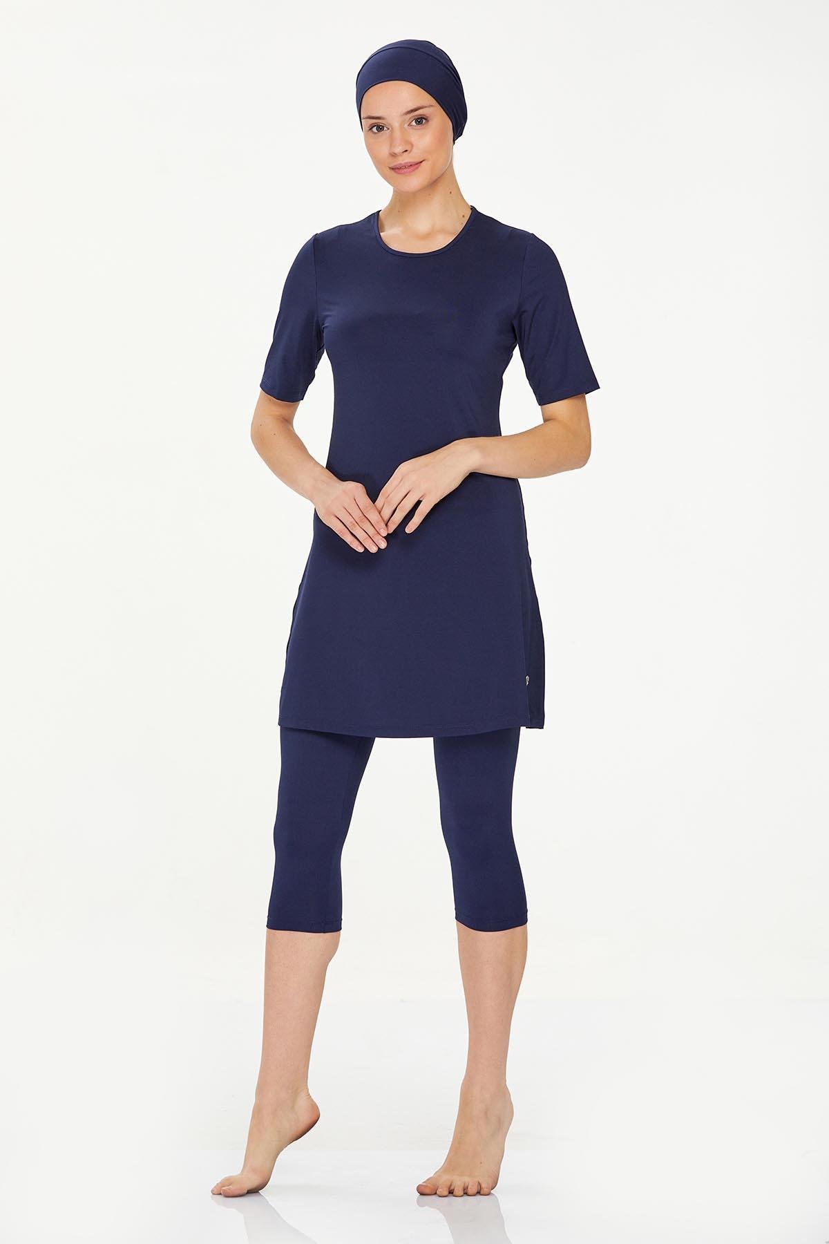 Kısa Kol Taytlı Yarı Kapalı Mayo Walt 0572 Koyu Lacivert