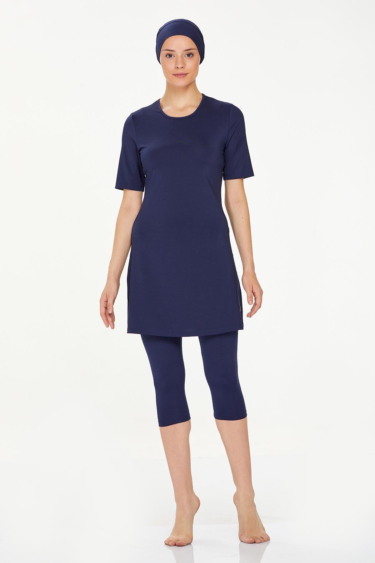 Kısa Kol Taytlı Yarı Kapalı Mayo Walt 0572 Koyu Lacivert