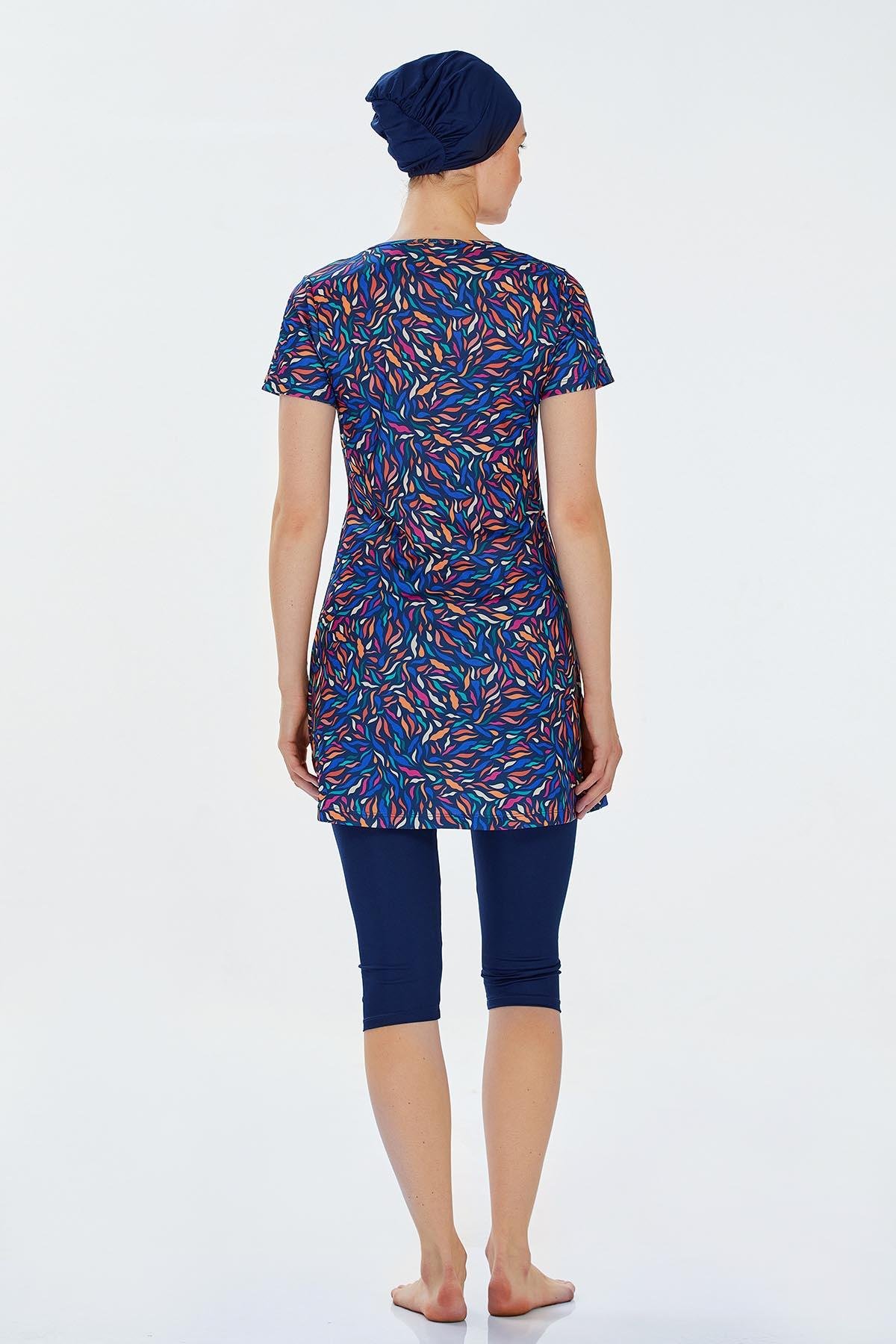 Kısa Kol Taytlı Yarı Kapalı Mayo Yeona 9302 Koyu Lacivert