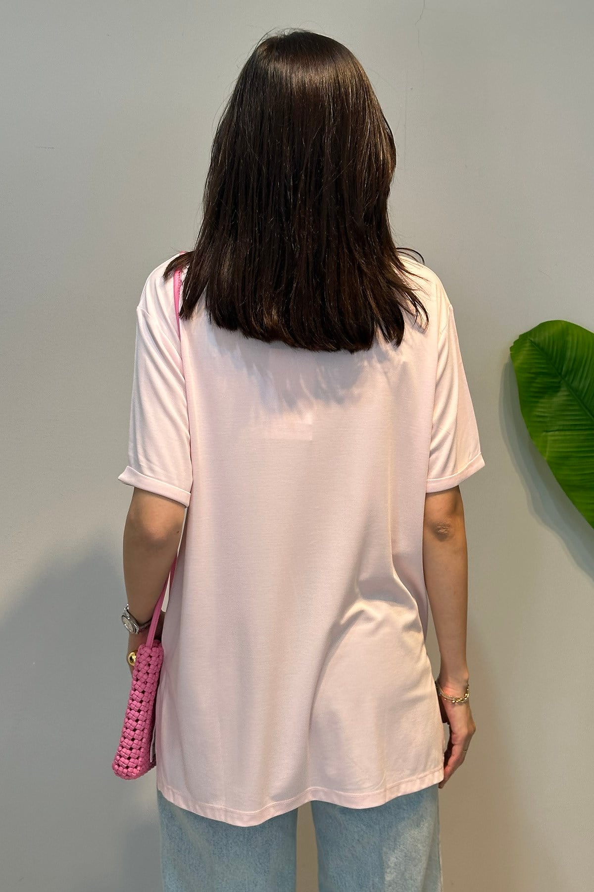 Kısa Kollu Bambu Bluz 161 Pembe